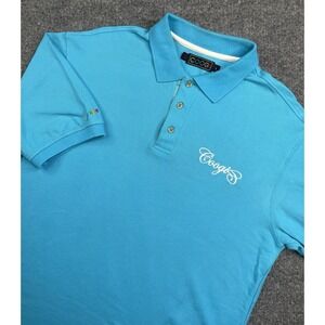 COOGI Polo Shirt Men's Large Turquoise Button Cotton